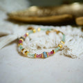 Bracelet PRERANA avec Aventurine, Tourmaline rose, Labradorite, Pierre de lune et breloques en acier inoxydable