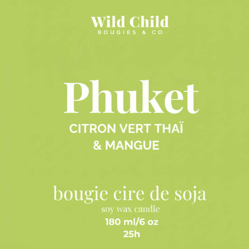 "Phuket" Bougie parfum Citron Vert Thai & Mangue - 25h