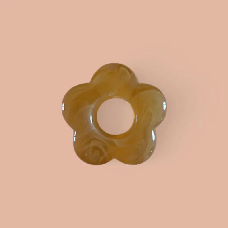 Paire de boucles d'oreilles - Billie - Fleur - Miel - Anneaux plaqués or