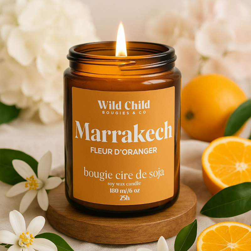 "Marrakech" Bougie Cire végétale - Fleur d'oranger - 25h
