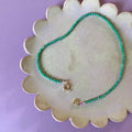 Collier Bonnie en perles naturelles - Vert - Fermoir anneau marin plaqué or