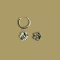 Paire de boucles d'oreilles Marguerite Dalmatien Jaspe - Anneaux plaqués or