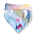 Bandana à Nouer pour chien au motif Vichy pastel avec coeur
