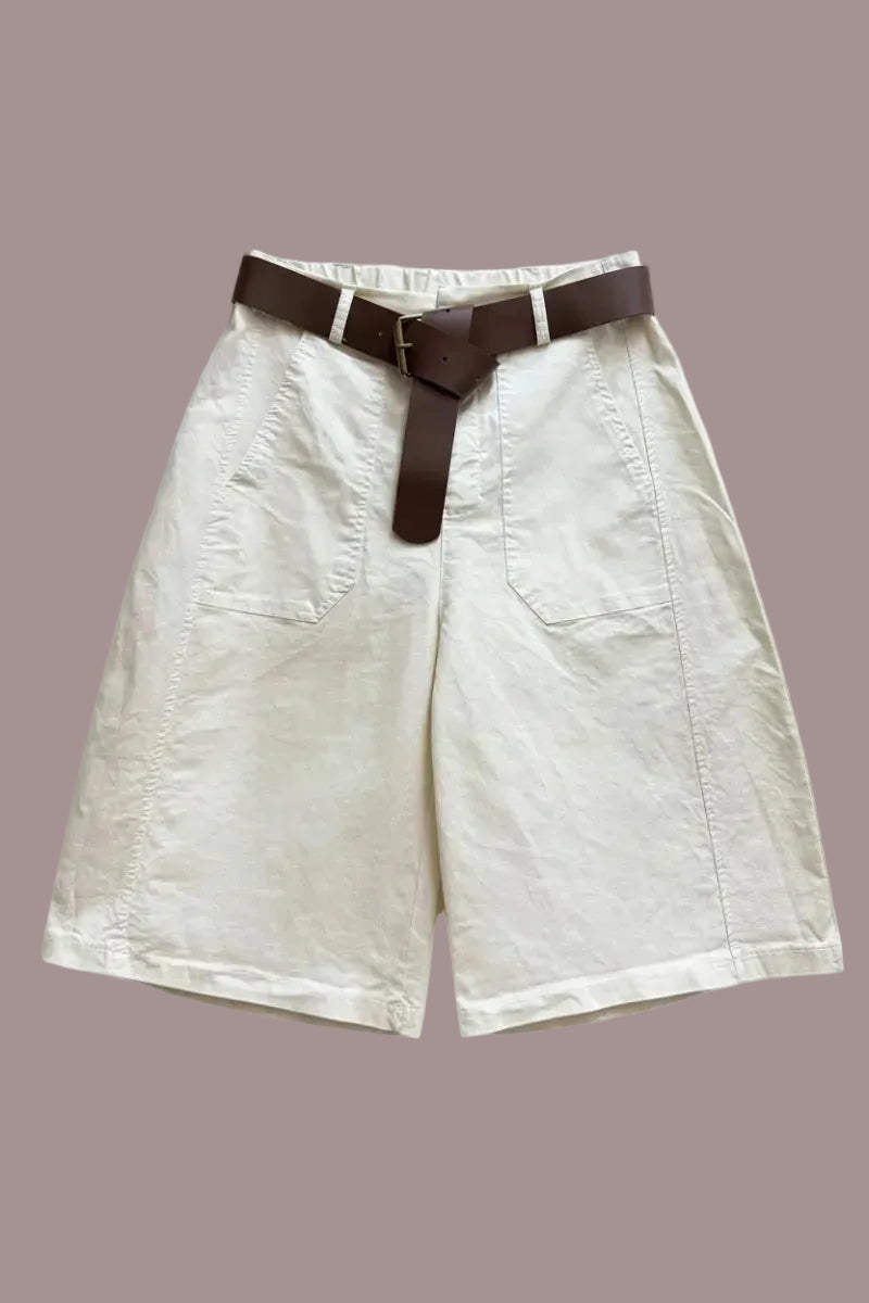 Short Bermuda Ample - Taille Haute avec Ceinture Ajustable