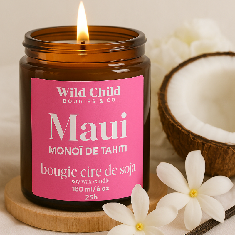 "Maui" Bougie naturelle parfumée au Monoï - 25h
