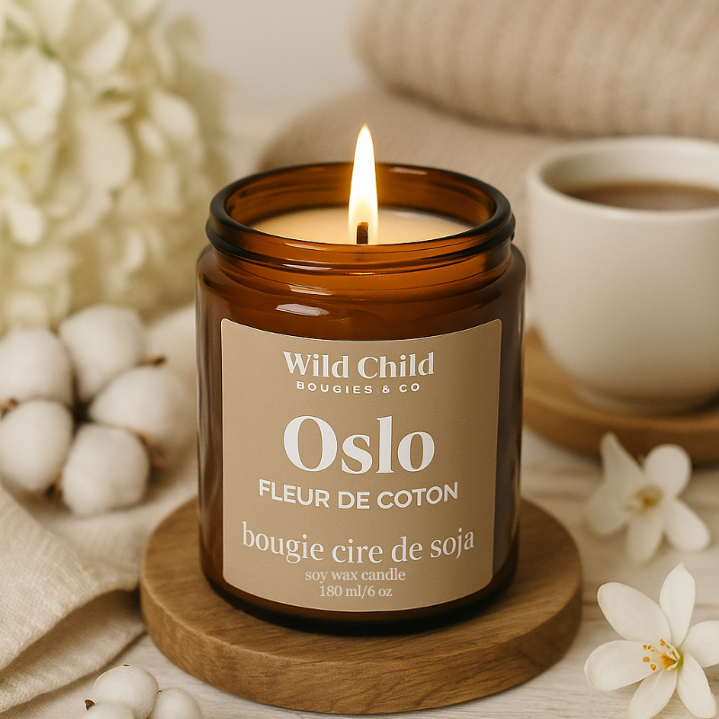 "Oslo" Bougie Cire végétale - Fleur de Coton - 25h
