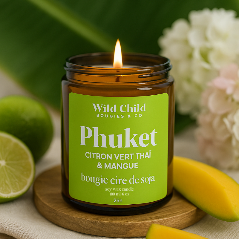 "Phuket" Bougie parfum Citron Vert Thai & Mangue - 25h