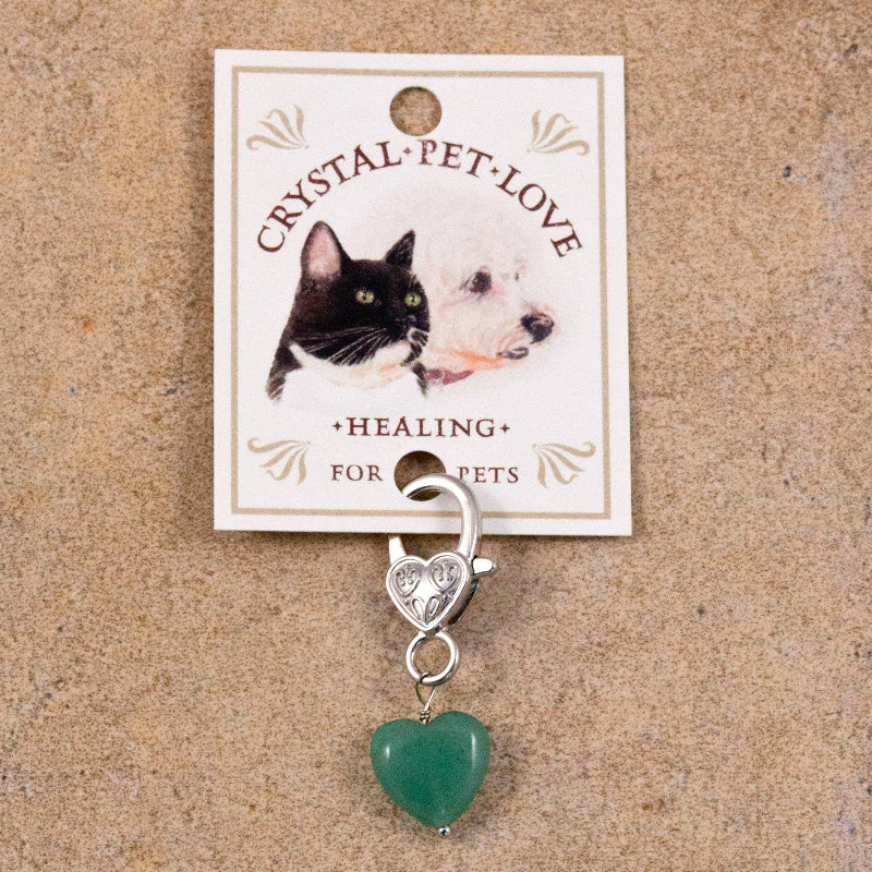 Pendentif pour animal de compagnie en forme de Coeur et en Aventurine verte