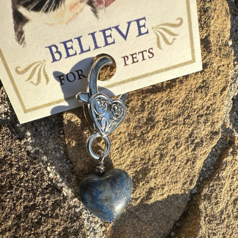 Pendentif pour animal de compagnie en forme de Cœur en Lapis-Lazuli