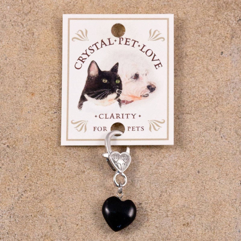 Pendentif pour animal de compagnie en forme de Cœur et en Obsidienne noire
