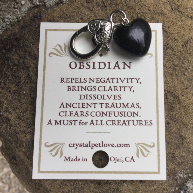 Pendentif pour animal de compagnie en forme de Cœur et en Obsidienne noire