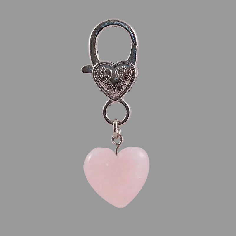 Pendentif pour animal de compagnie en forme de Cœur et en Quartz rose