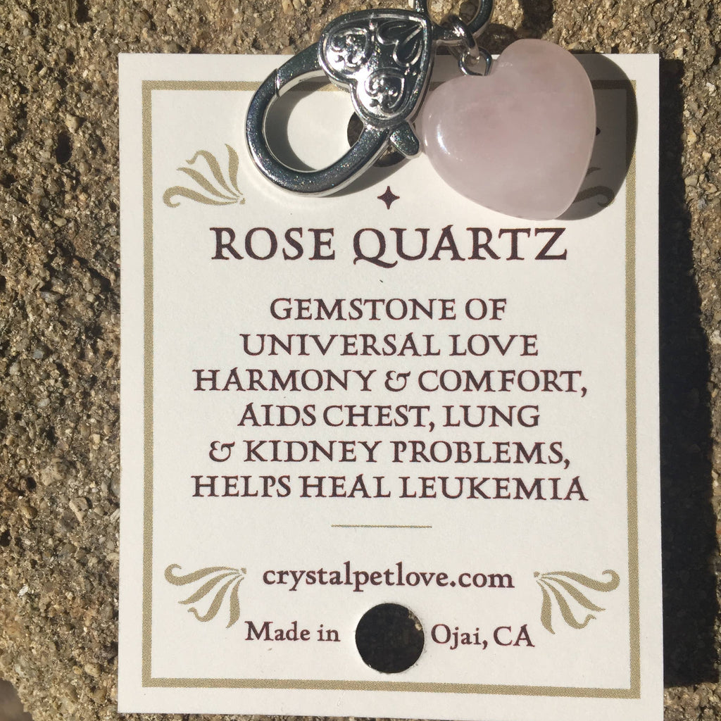 Pendentif pour animal de compagnie en forme de Cœur et en Quartz rose