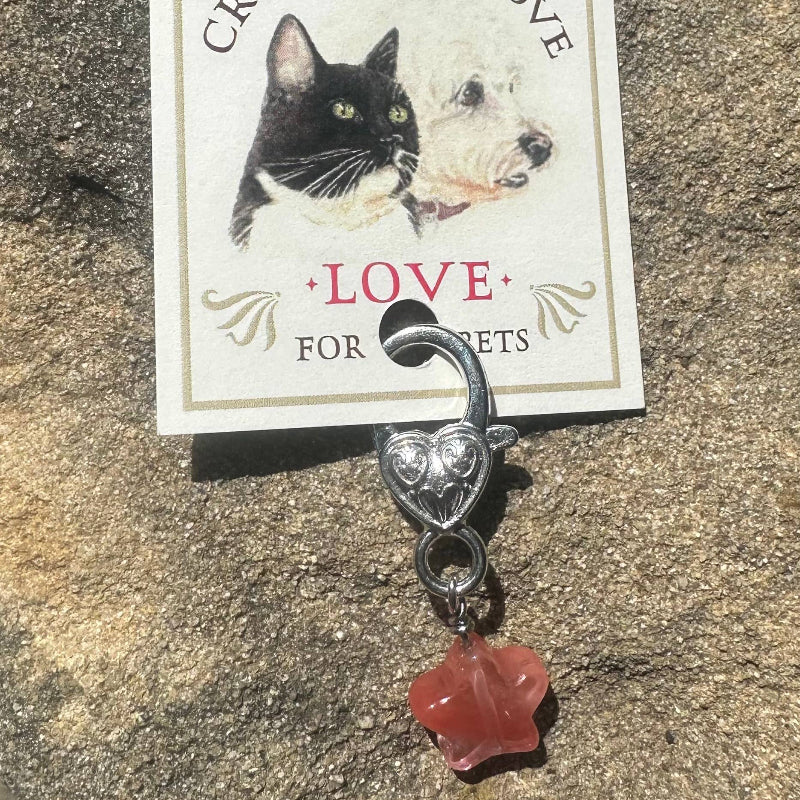 Pendentif pour animal de compagnie en forme d'Étoile et en Quartz Cerise