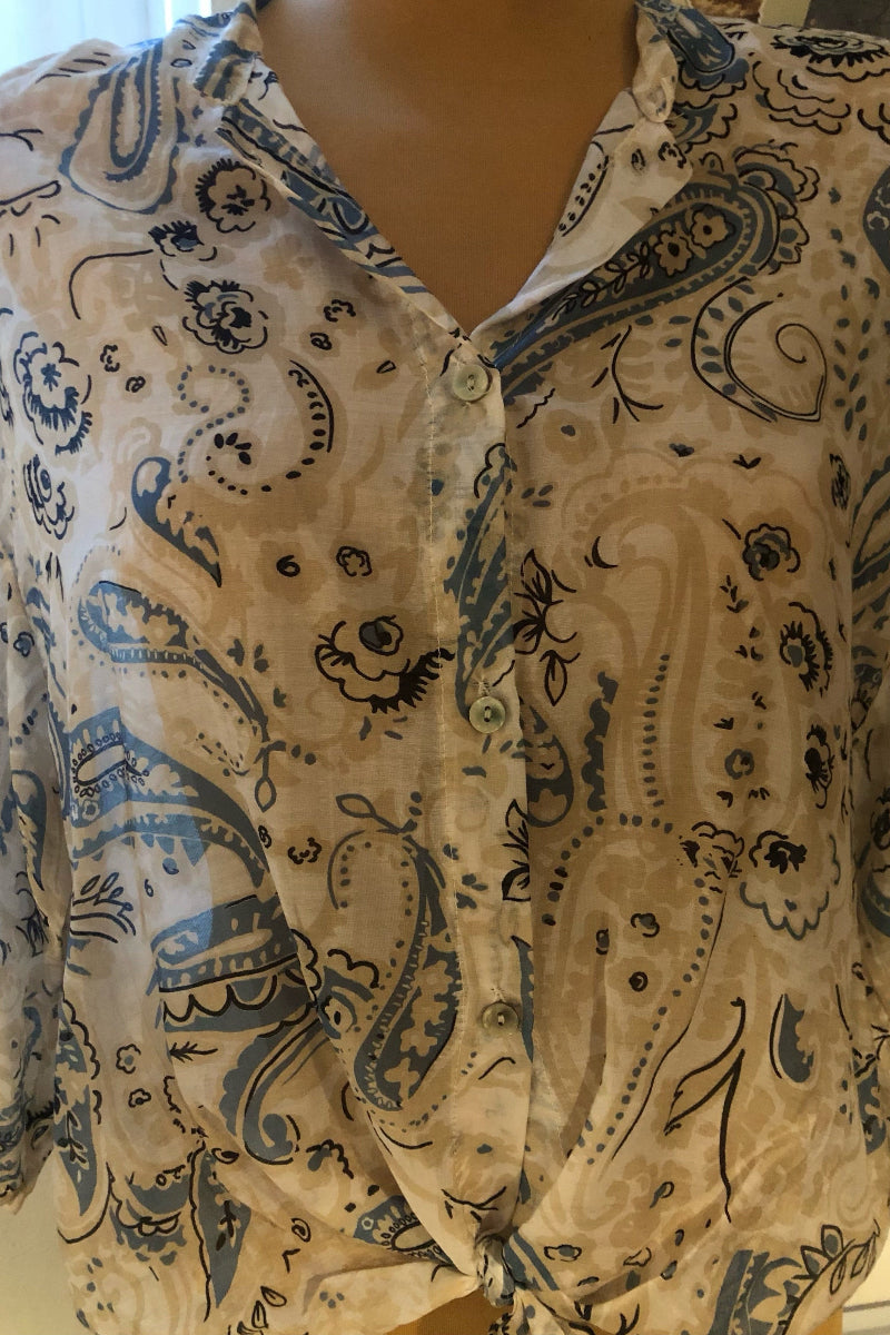 Chemise à manches mi-longues et motifs cachemire