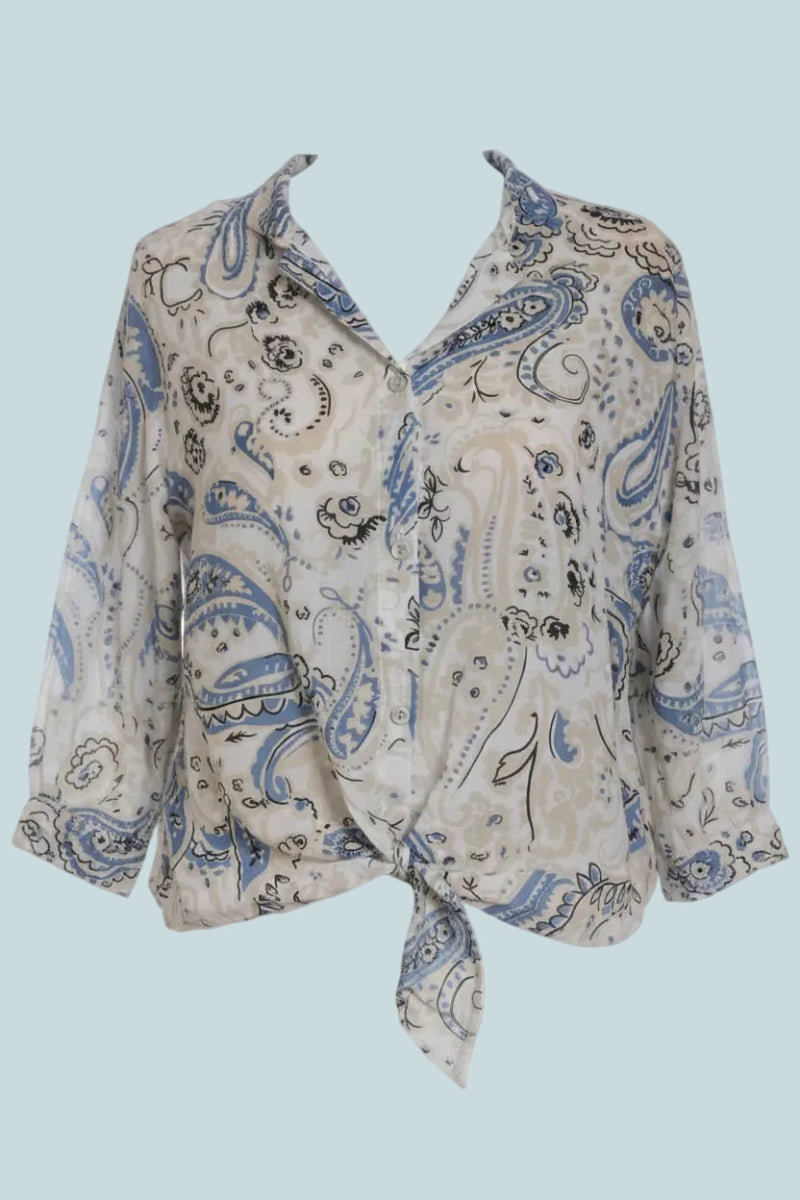 Chemise à manches mi-longues et motifs cachemire