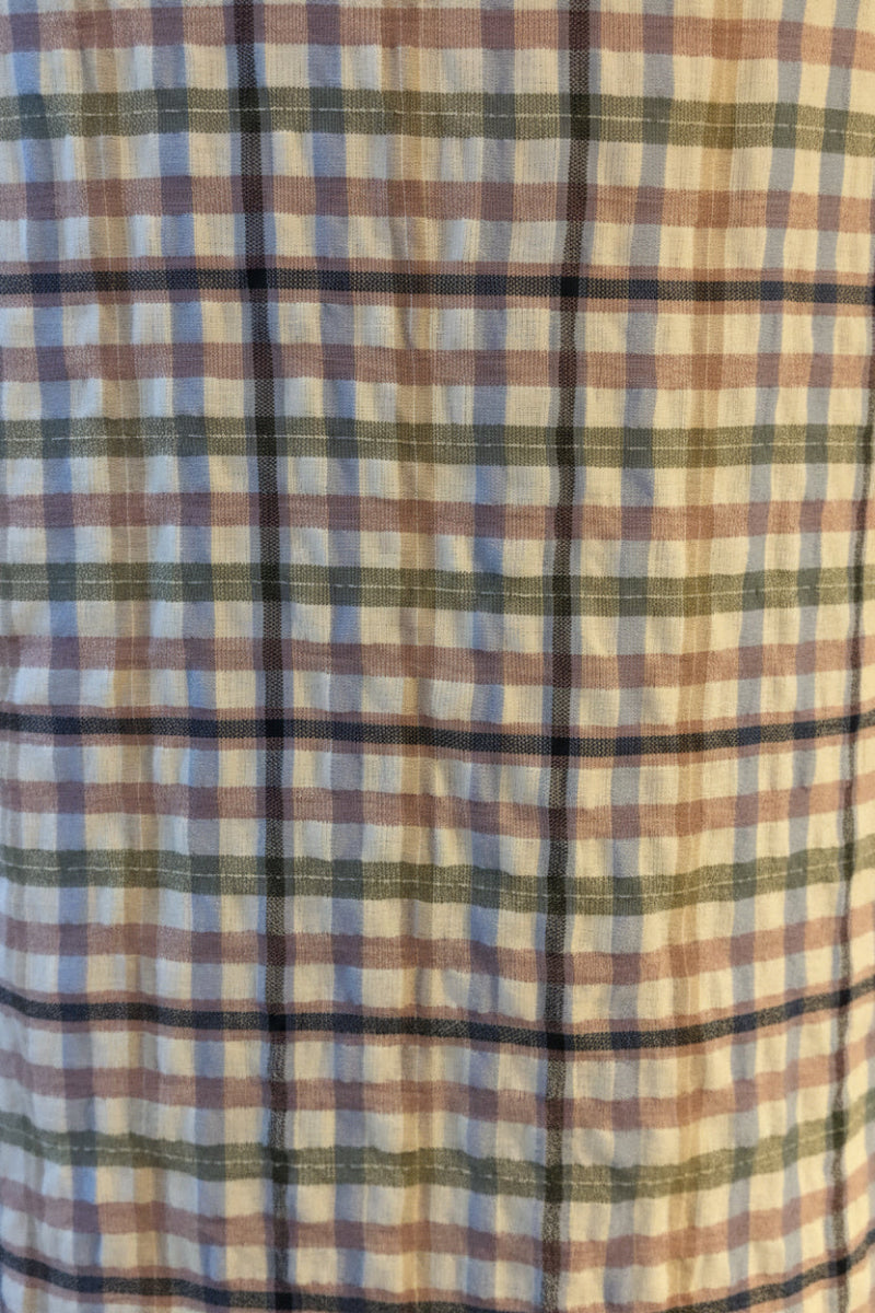 Blouse à manches mi-longues amples et motifs à carreaux
