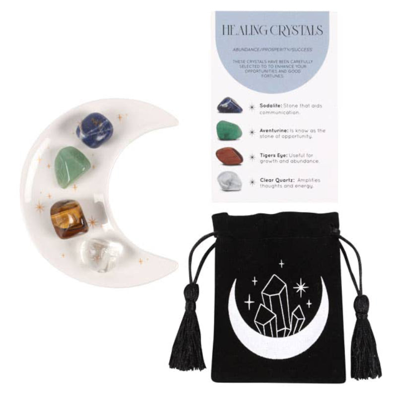 Coffret Success Healing en cristal avec plat à bijoux en forme de lune