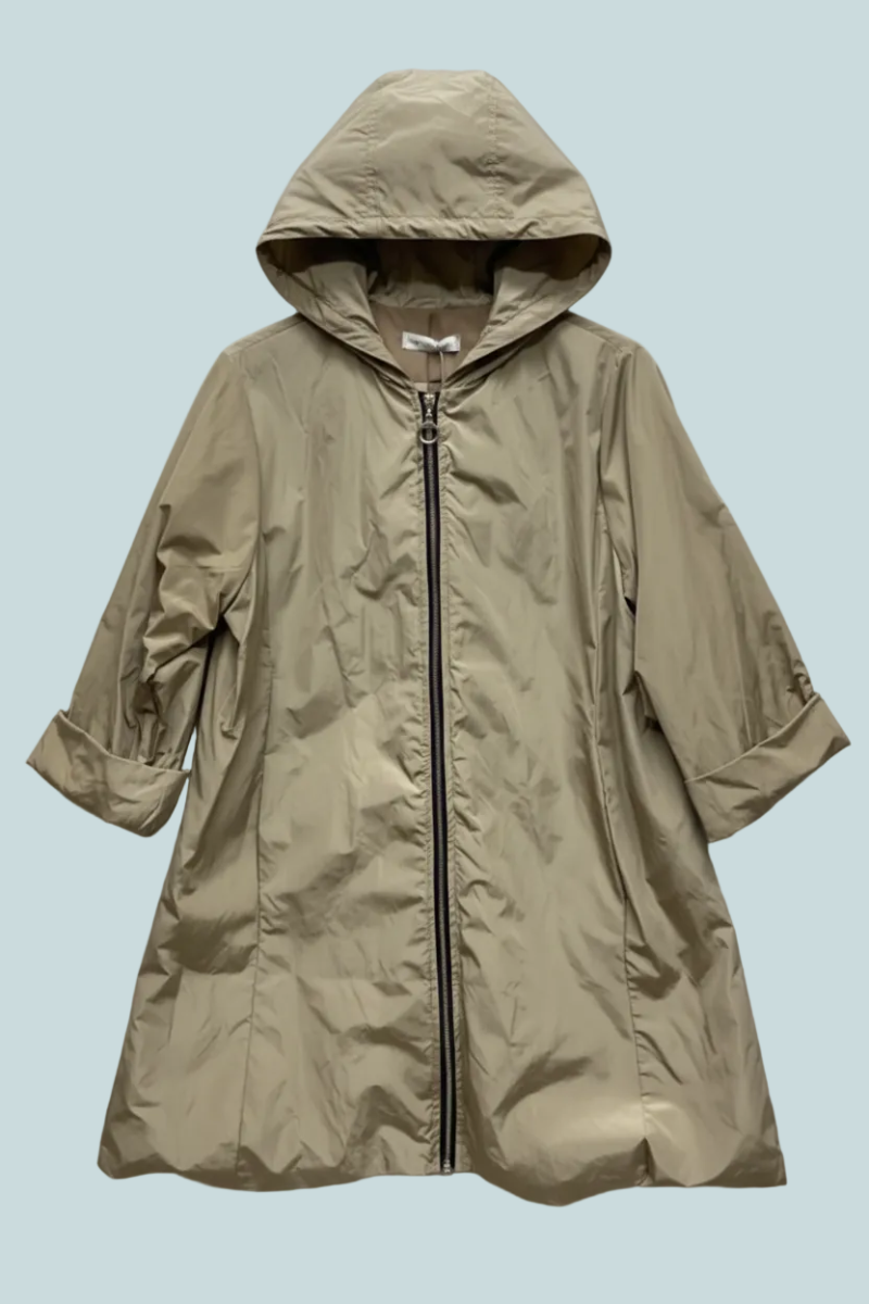 Veste imperméable mi-longue à manches 3/4 ton caramel irisé