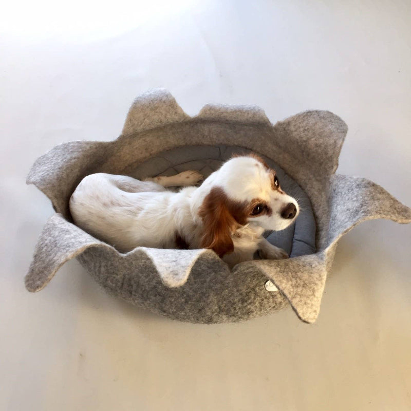 Panier pour chat ou pour petit chien - Lotus en laine feutrée