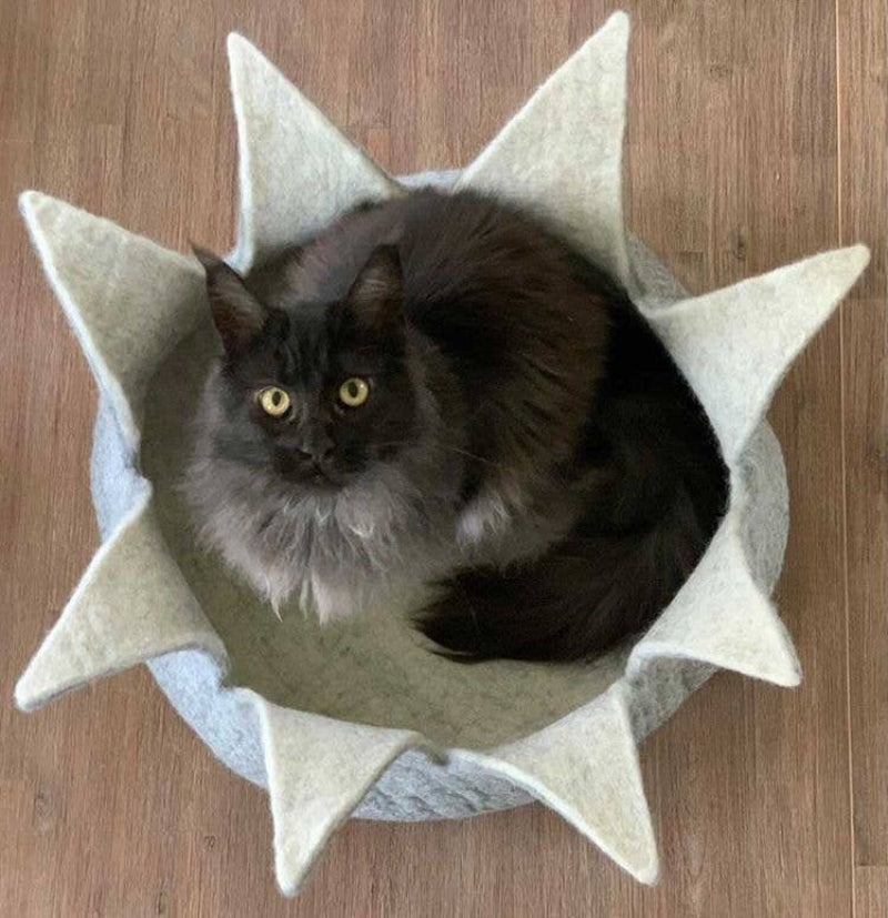 Panier pour chat ou pour petit chien - Lotus en laine feutrée
