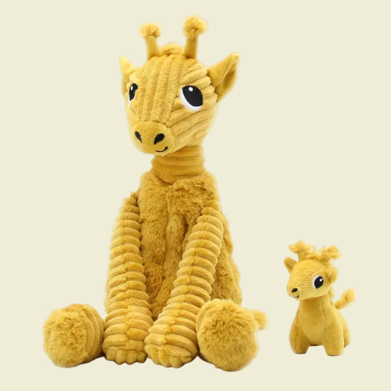 Peluche pour enfant - Loncou la Girafe - Maman et Bébé - Jaune Moutarde