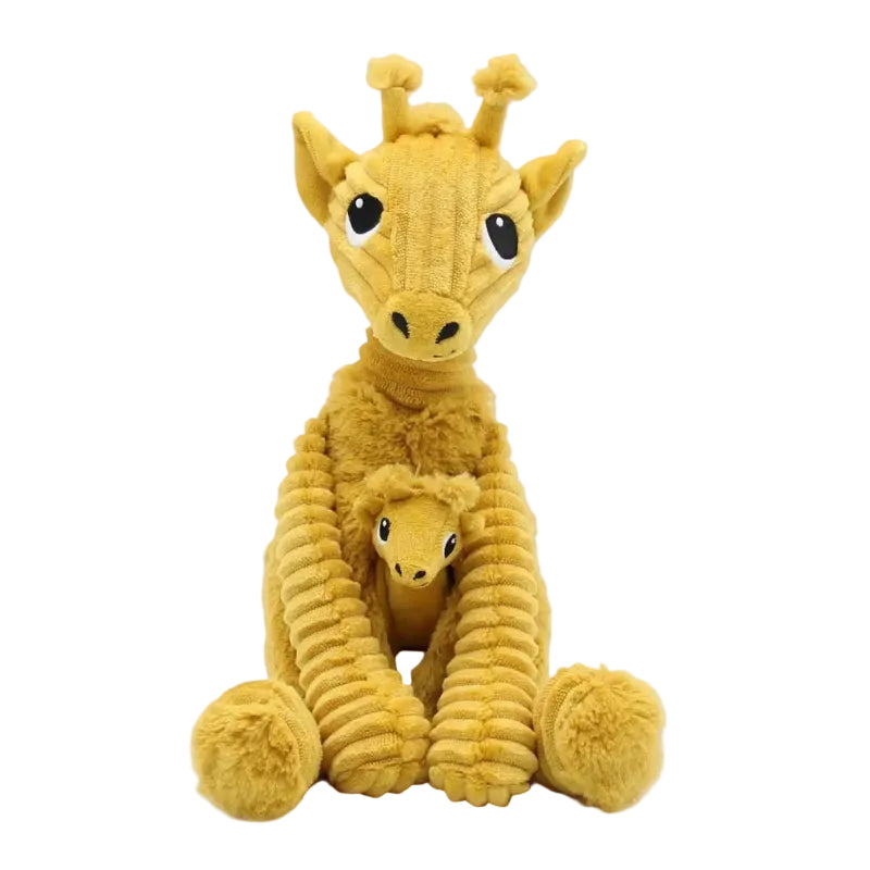 Peluche pour enfant - Loncou la Girafe - Maman et Bébé - Jaune Moutarde
