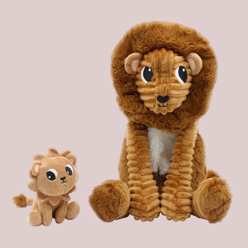 Peluche pour enfant - Graou Le Lion - Papa et Bébé - Marron Cassonade