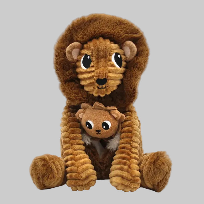 Peluche pour enfant - Graou Le Lion - Papa et Bébé - Marron Cassonade