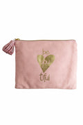 Pochette en toile rose avec inscription dorée Be You Tiful