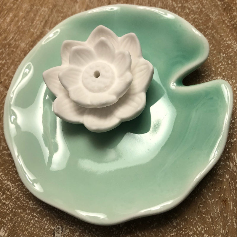 Porte-bâton d'encens et coupelle à bibelots en forme de fleur de lotus