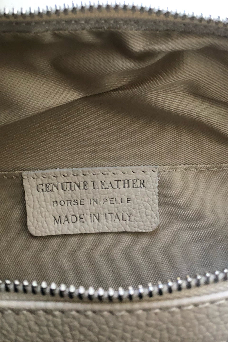Sac banane en cuir véritable beige