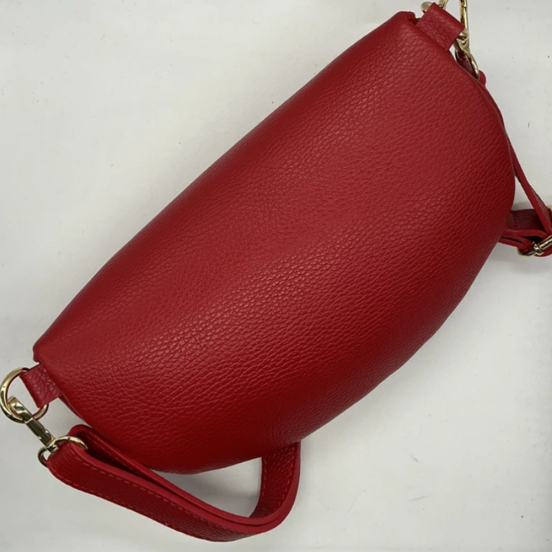 Sac banane en cuir véritable rouge