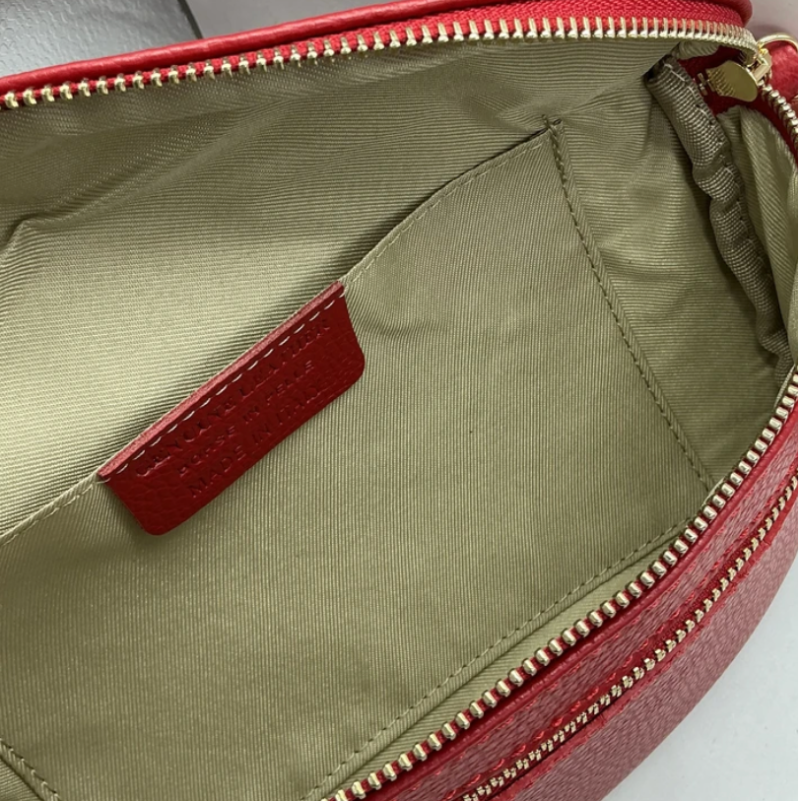 Sac banane en cuir véritable rouge