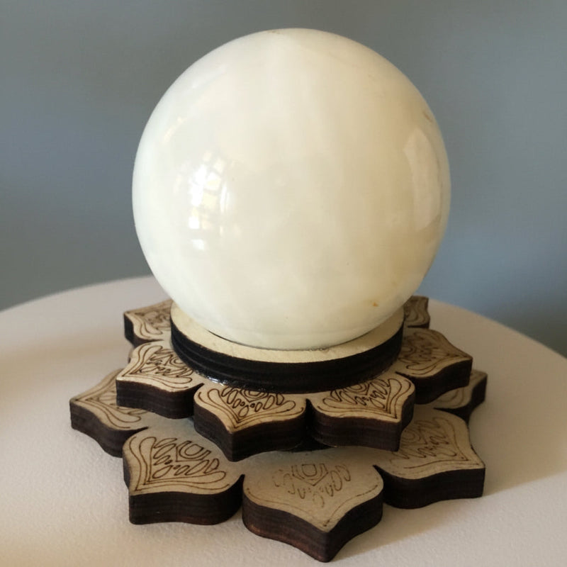 Boule - Sphère de Jade Afghane et son socle Lotus en bois