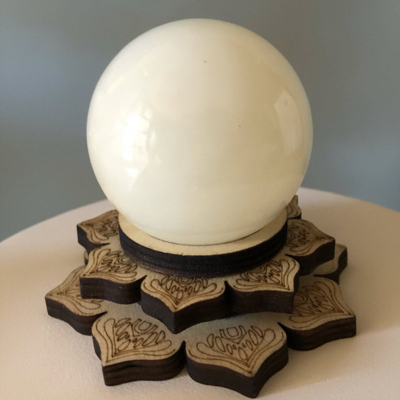Boule - Sphère de Jade Afghane et son socle Lotus en bois
