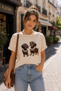 T-shirt oversize à col rond et manches courtes imprimé Teckel