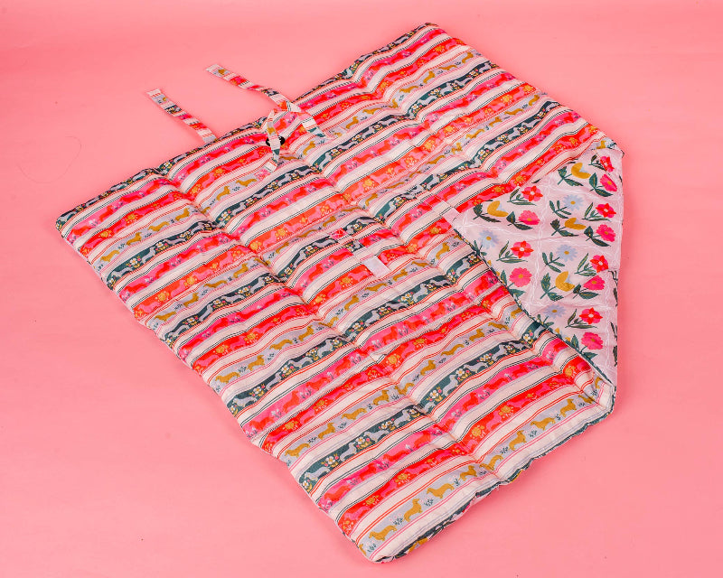 Tapis de voyage de Luxe pour animal de compagnie - double face motifs Teckel et Fleuri