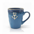 Tasse en grès avec anse bleue motif Anchor - 400 ML