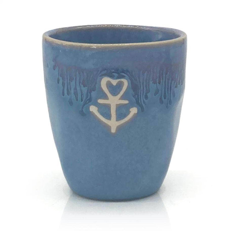 Tasse à Espresso en grès bleue motif Anchor - 150 ml