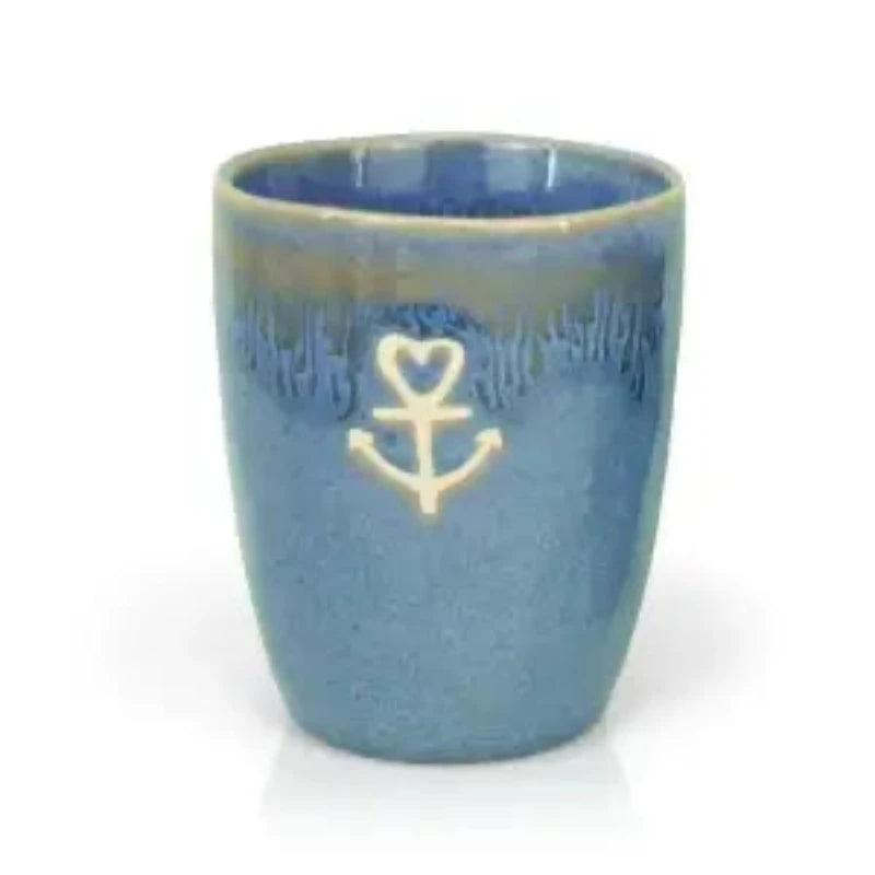 Tasse en grès bleue motif Anchor - 280 ML