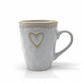 Tasse en grès avec anse blanc polaire avec coeur - 400 ML