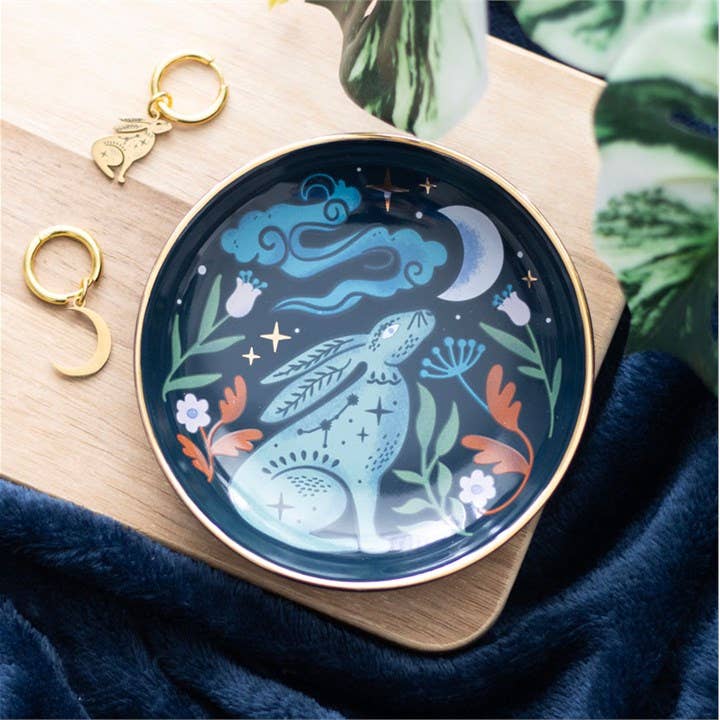 Porte-bijoux céramique Lièvre Mystique de Minuit