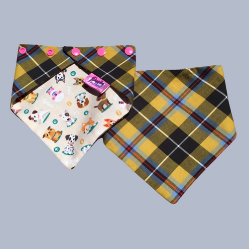 bandana pression réversible motif Cornouaille et motif toutous - MokAïko&Co