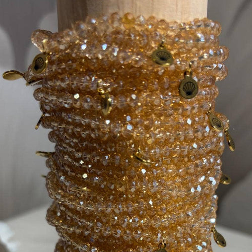 bracelet en perles de verre facettées au reflet doré - MokAïko&Co