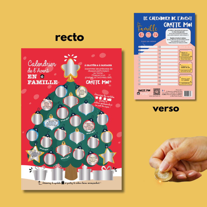 Bientôt Disponible ! Calendrier de l’Avent à gratter - FAMILLE 🎄24 défis en attendant Noël - Sapin