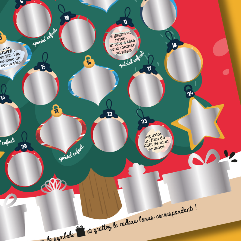 Bientôt Disponible ! Calendrier de l’Avent à gratter - FAMILLE 🎄24 défis en attendant Noël - Sapin