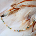 Collier MUKTA en Agates Indiennes, Perles de Culture, Labradorite et breloques en acier inoxydable
