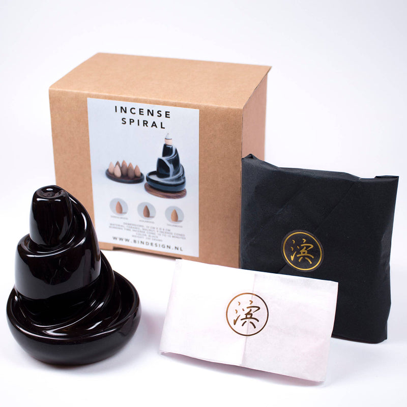Porte-Encens Spirale à flux inversé et Cônes d'Encens 3 parfums