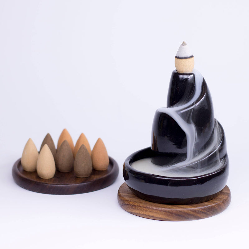 Porte-Encens Spirale à flux inversé et Cônes d'Encens 3 parfums